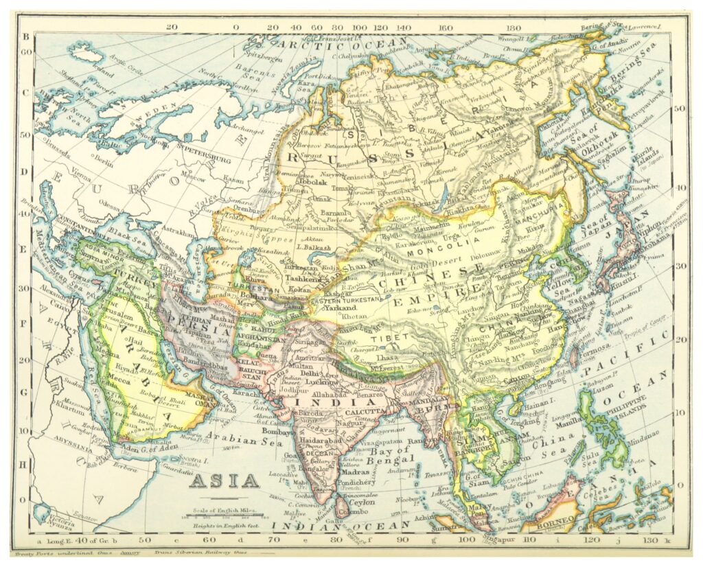 Carte de l'Asie de 1899.