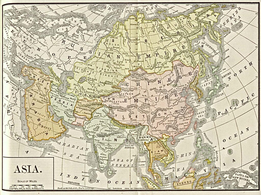 Carte de l'Asie de 1892.