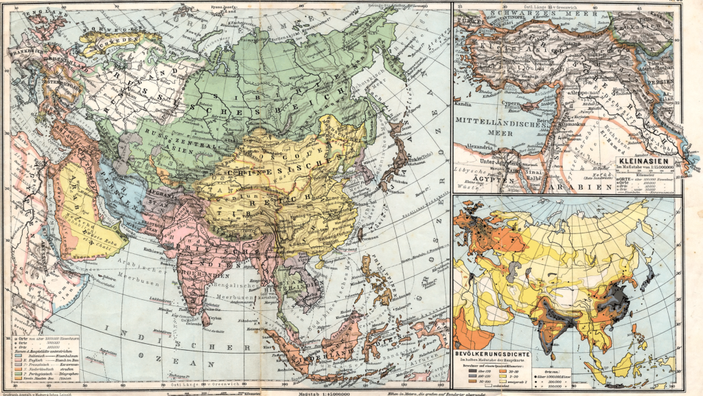 Carte historique de l'Asie 1905.