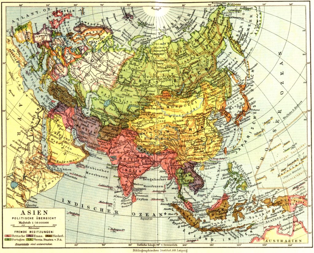 Carte de l'Asie de 1932.