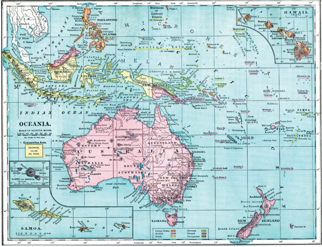 Carte de l'Océanie de 1899.