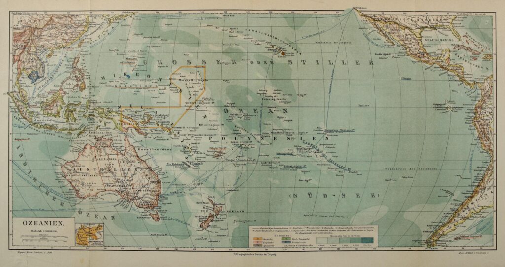 Carte de l'Océanie de 1884.