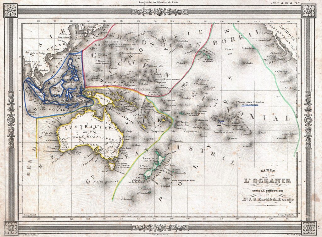 Carte de l'Océanie de 1852.