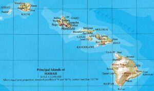 Carte physique d'Hawaï.