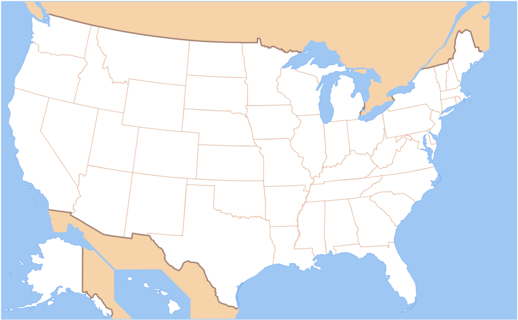 Carte vierge des États-Unis.