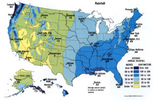 Carte des précipitations aux États-Unis.