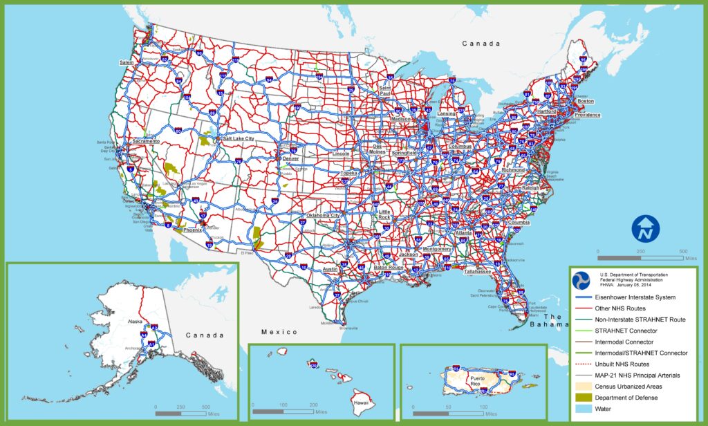 Carte routière des États-Unis.