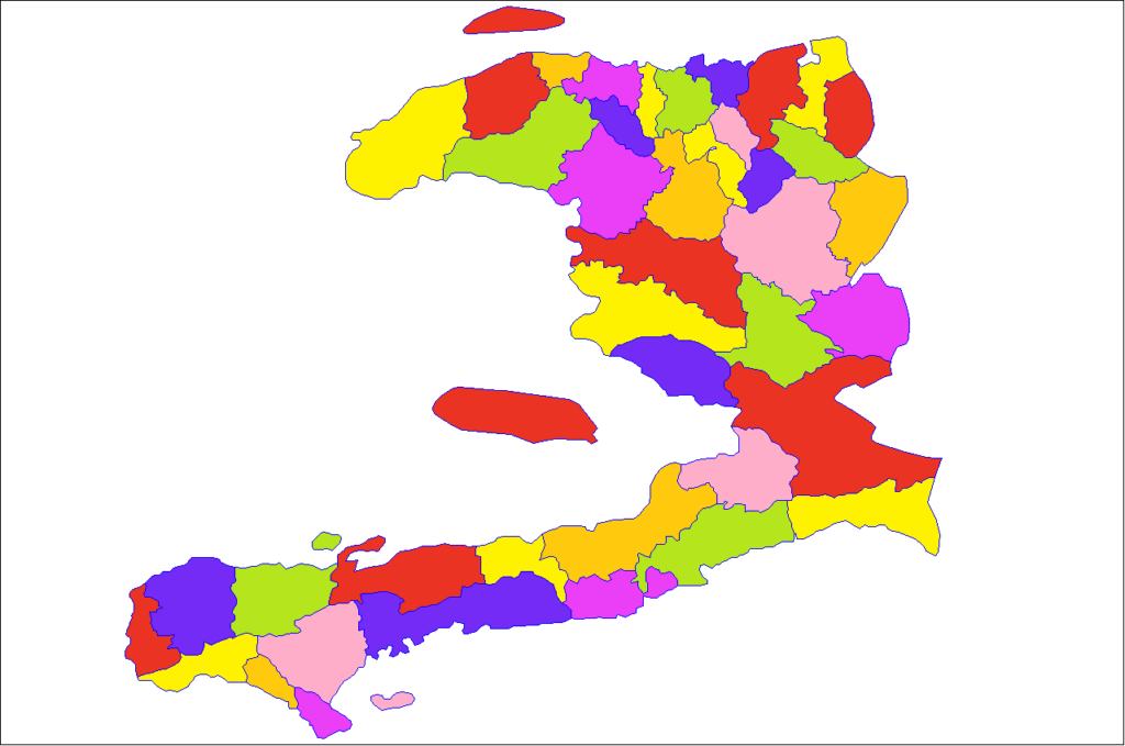 Carte des arrondissements d'Haïti.