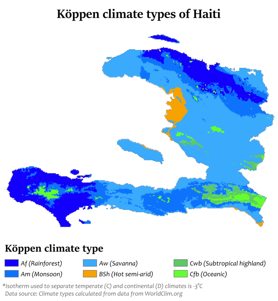Carte climatique d'Haïti.