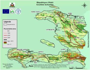 Carte pluviométrique d'Haïti.