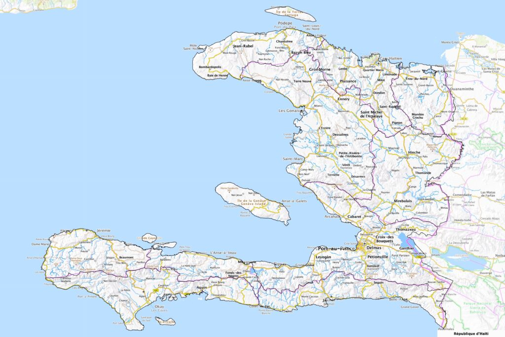 Carte routière d'Haïti.