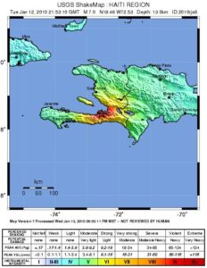 Carte du séisme de 2010 à Haïti.
