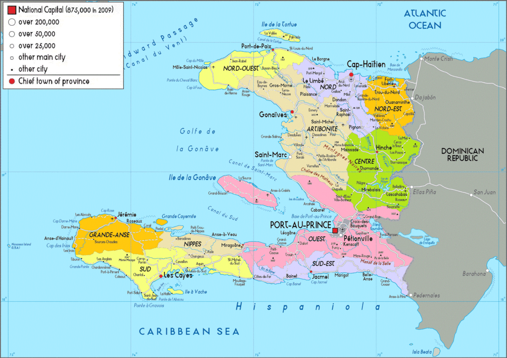 Carte politique d'Haïti.