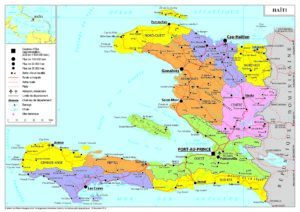 Carte politique de la république d'Haïti.