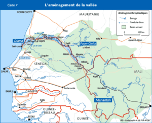 Carte de l’aménagement de la vallée du fleuve Sénégal