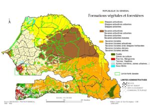 Carte des formations végétales et forestières du Sénégal.