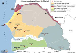 Carte des zones éco géographiques du Sénégal