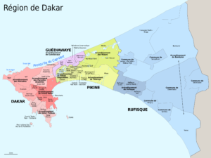 Carte administrative de la région de Dakar.