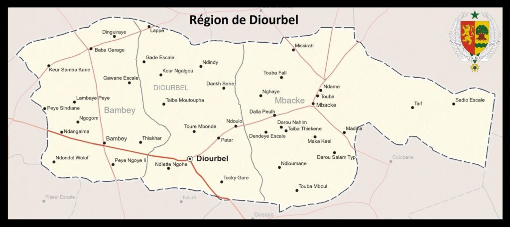 Carte de la région de Diourbel.
