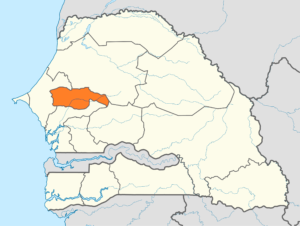 Carte de localisation de la région de Diourbel au Sénégal.