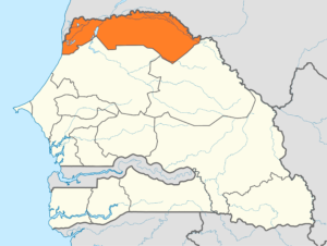 Carte de localisation de la région de Saint-Louis au Sénégal.