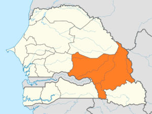 Carte de localisation de la région de Tambacounda au Sénégal.