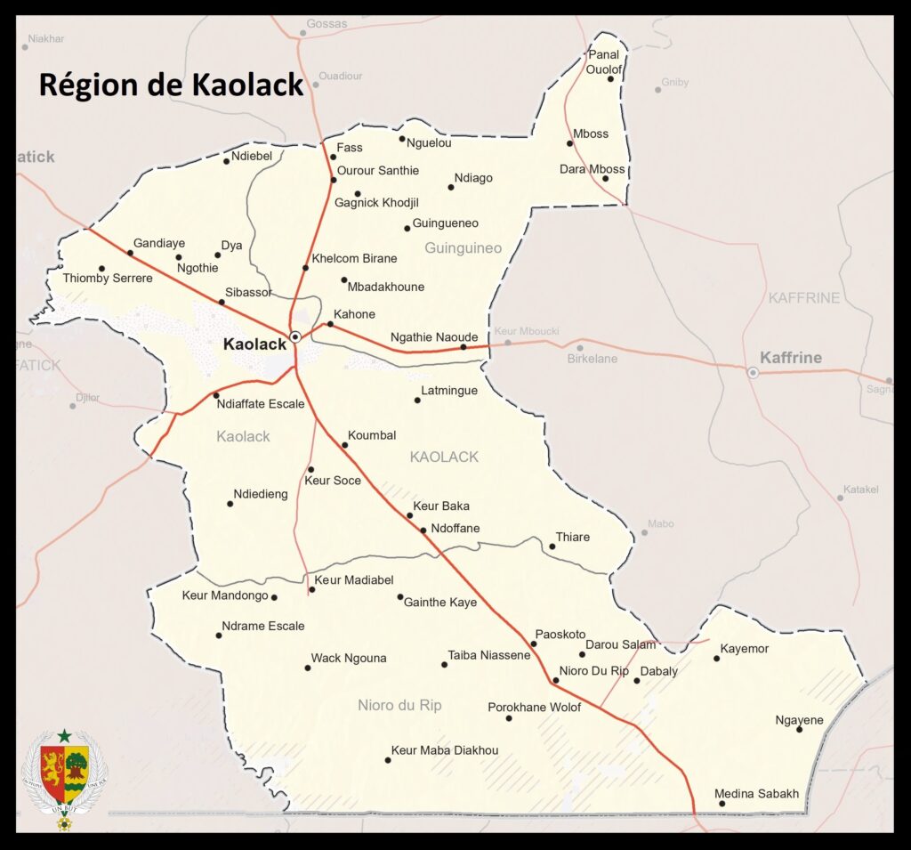 Carte de la région de Kaolack.