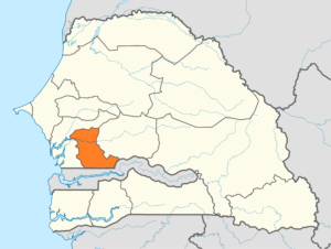 Carte de localisation de la région de Kaolack au Sénégal.
