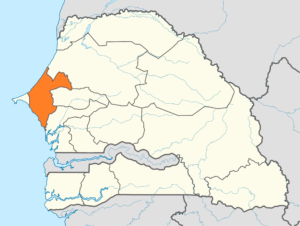 Carte de localisation de la région de Thiès au Sénégal.