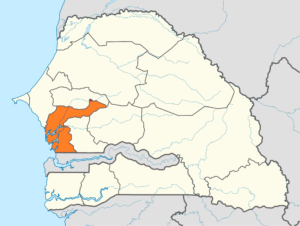 Carte de localisation de la région de Fatick au Sénégal.