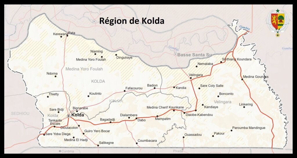 Carte de la région de Kolda.