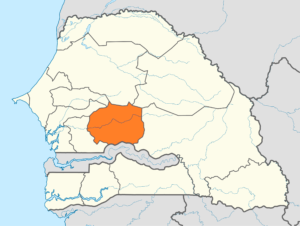Carte de localisation de la région de Kaffrine au Sénégal.