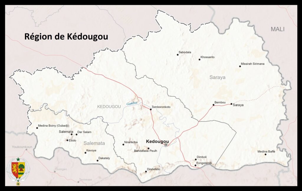 Carte de la région de Kédougou.