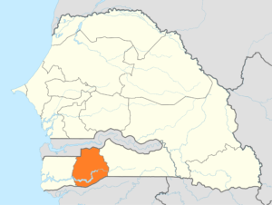 Carte de localisation de la région de Sédhiou au Sénégal.