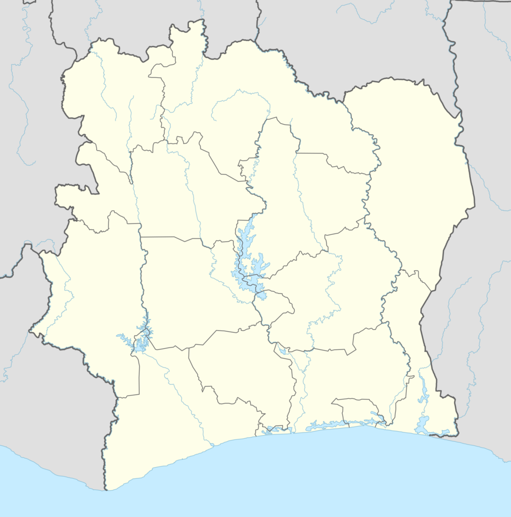 Carte vierge de la Côte d’Ivoire.