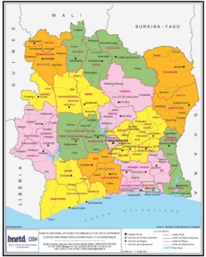 Carte politique de la Côte d’Ivoire