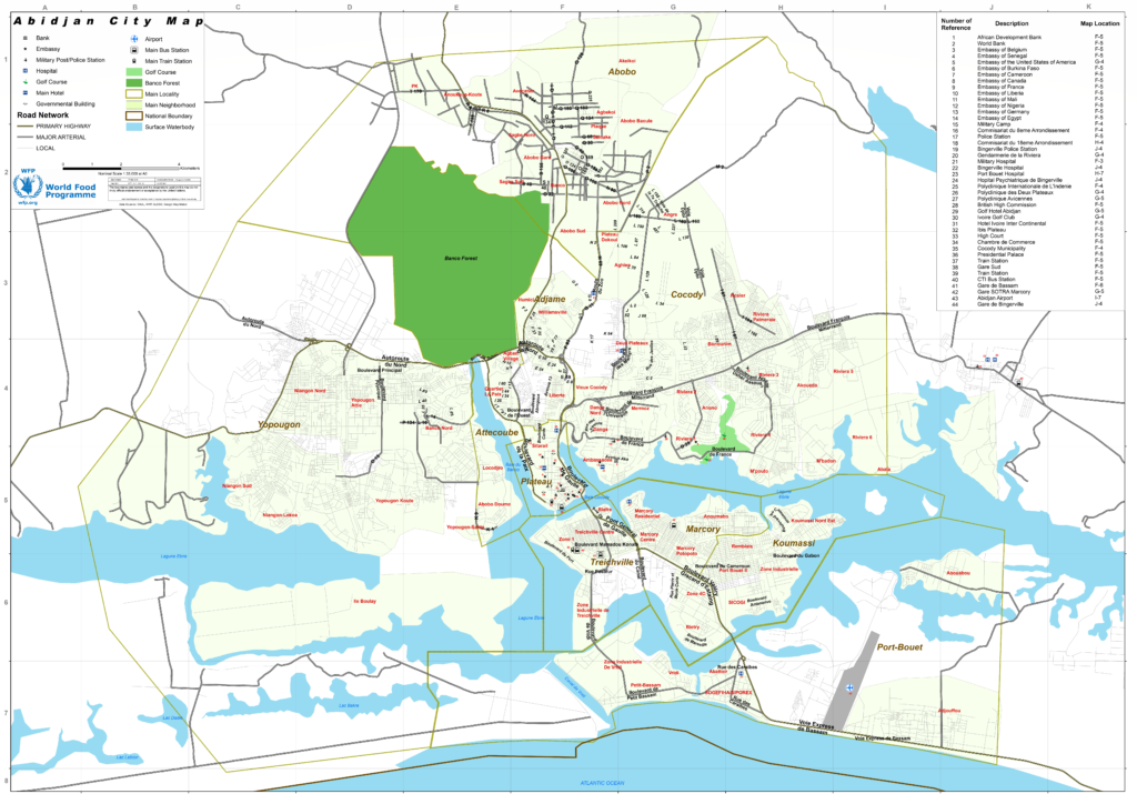 Carte d'Abidjan.