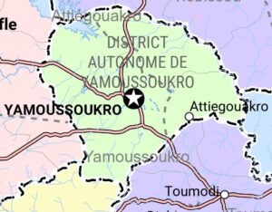 Carte du district de Yamoussoukro.