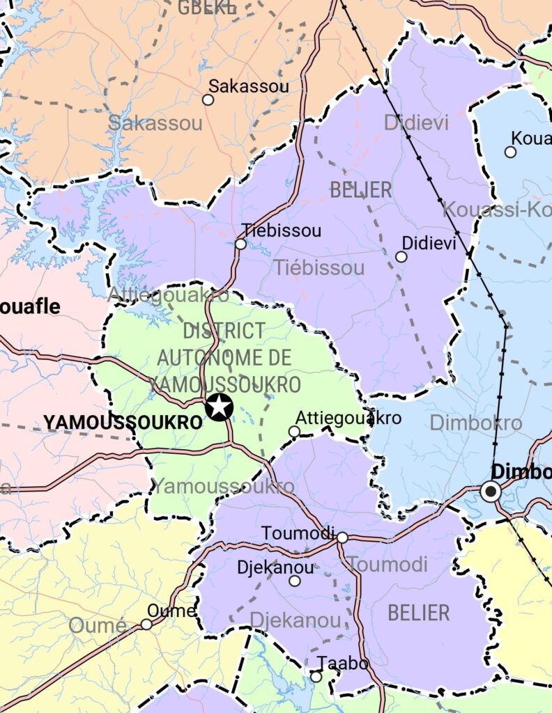 Carte de la région du Bélier.