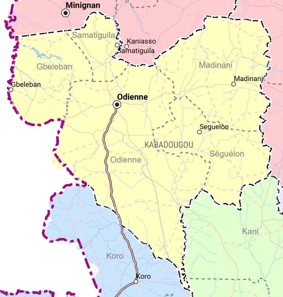Carte de la région de Kabadougou.