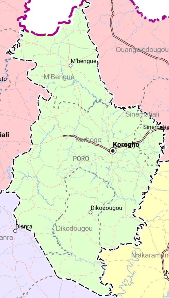 Carte de la région du Poro.