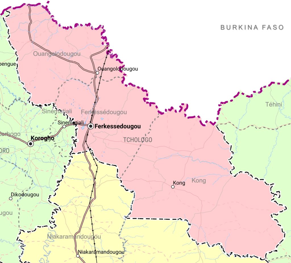 Carte de la région du Tchologo.