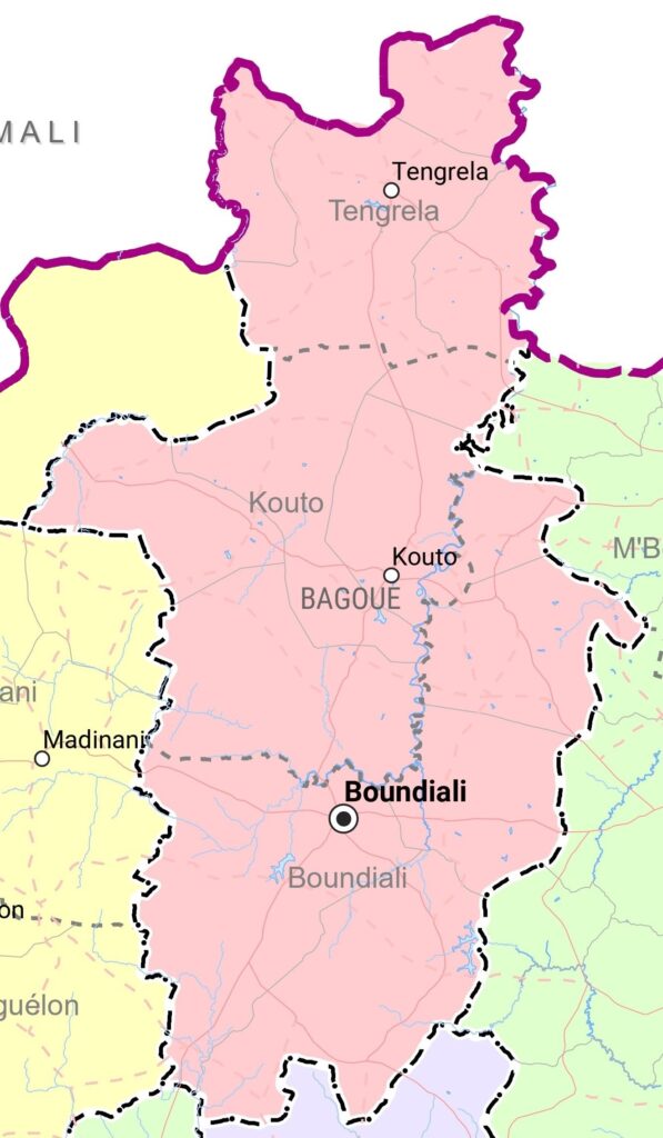 Carte de la région de la Bagoué.