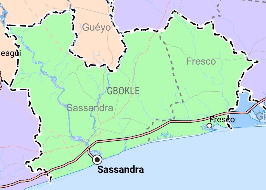 Carte de la région du Gbôklè.