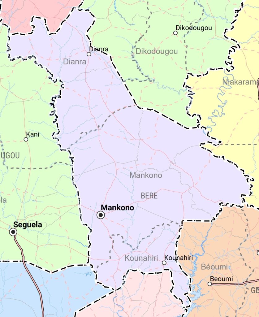 Carte de la région du Béré.