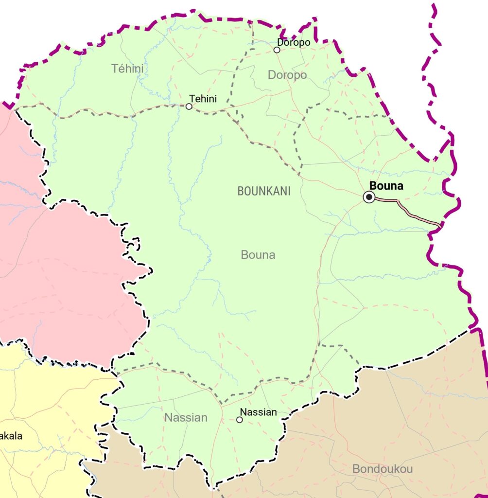 Carte de la région du Bounkani.
