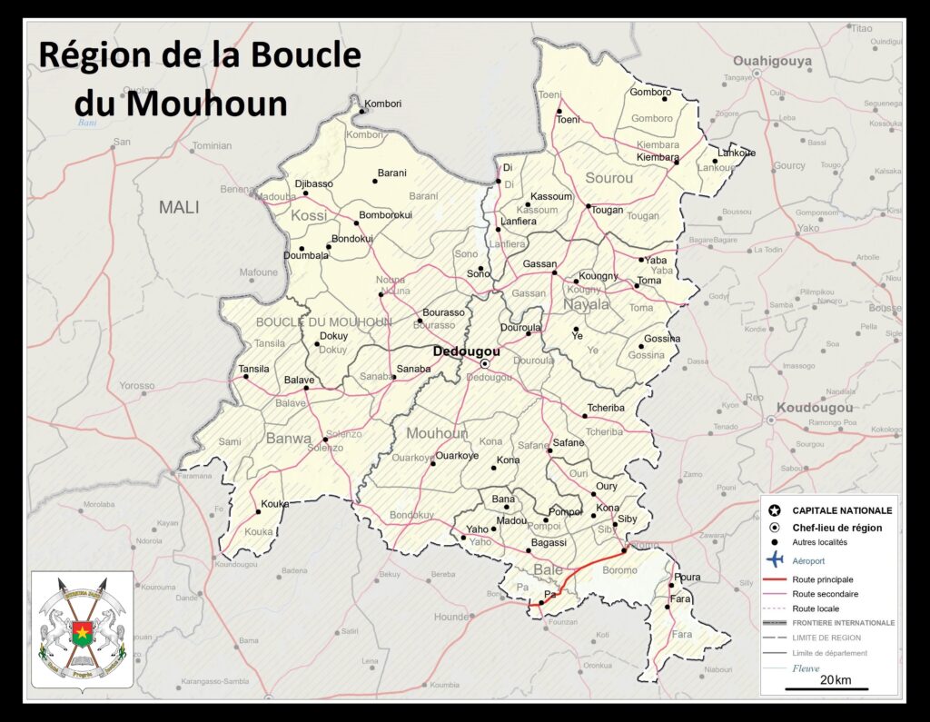 Carte de la région de la Boucle du Mouhoun.