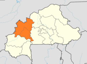 Carte de localisation de la région de la Boucle du Mouhoun au Burkina Faso. 
