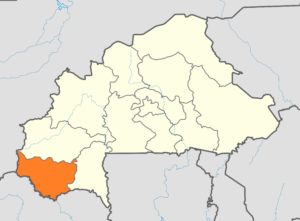 Carte de localisation des Cascades au Burkina Faso. 