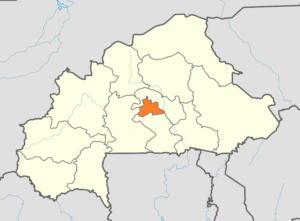 Carte de localisation de la région du Centre au Burkina Faso.
